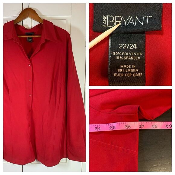 Lane Bryant Tops - Plus Size Valentines Day Shirt Womens 22/24 Red Lane Bryant Blouse Office School